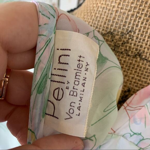 Vintage Pellini by Von Bramlett floral sheer blouson modest dress 80s USA made - Picture 11 of 14